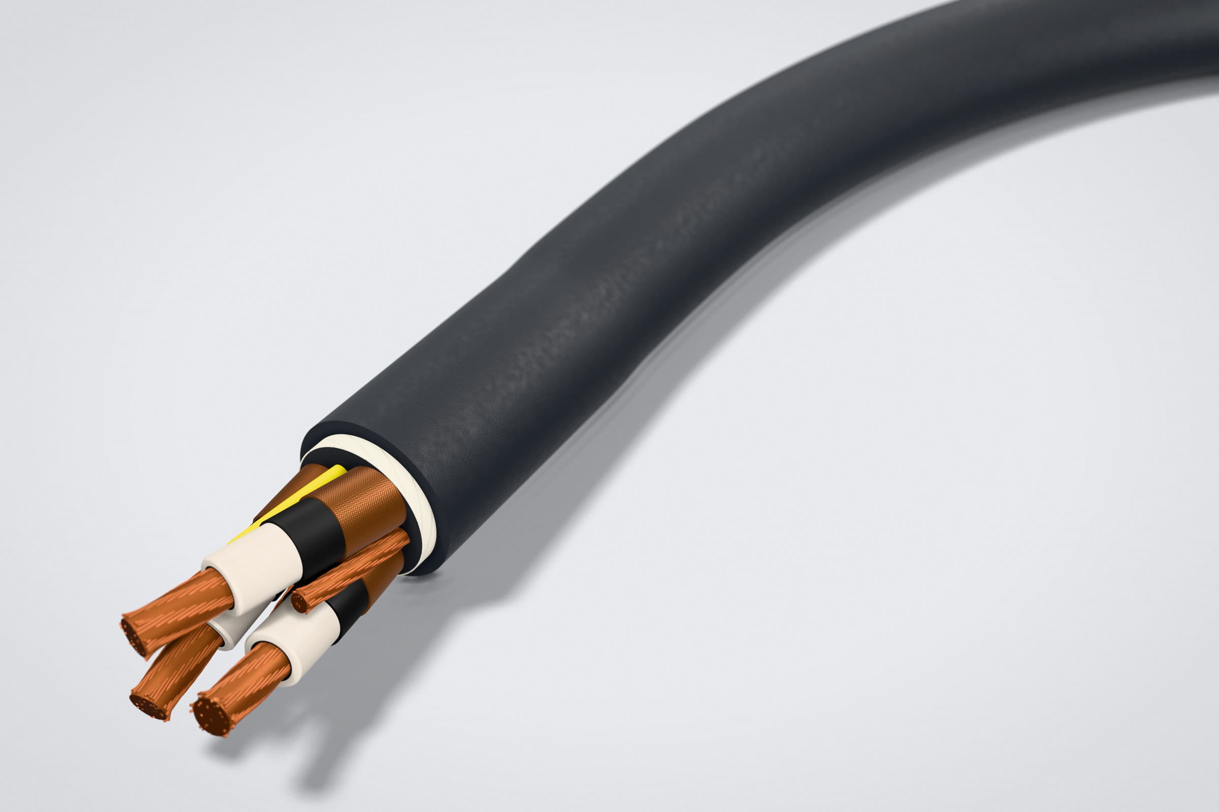 Ilustración 3D de cable Type SHD-GC de media tensión para palas eléctricas en minería